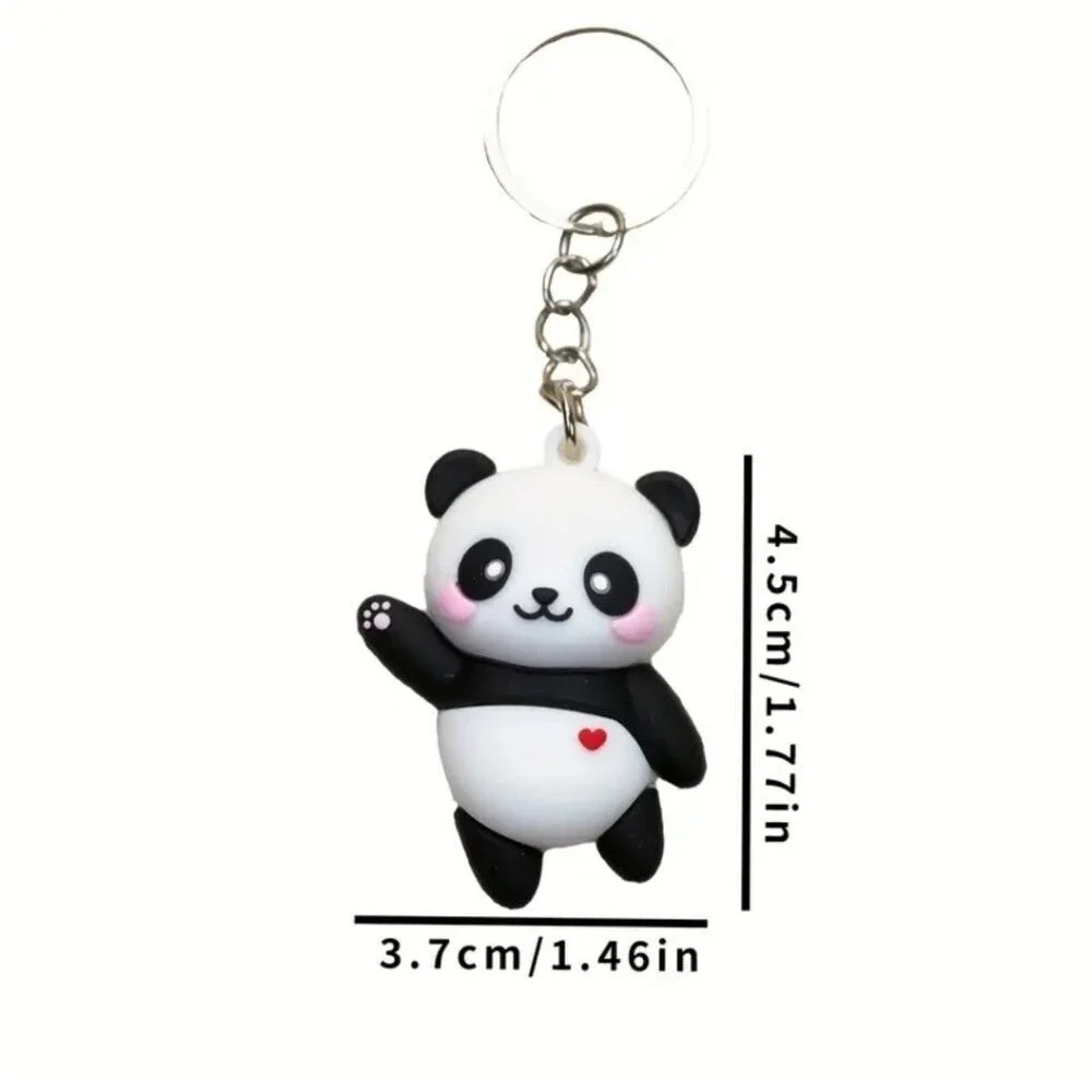 Silicone panda bear keychain bag charm accessory black white